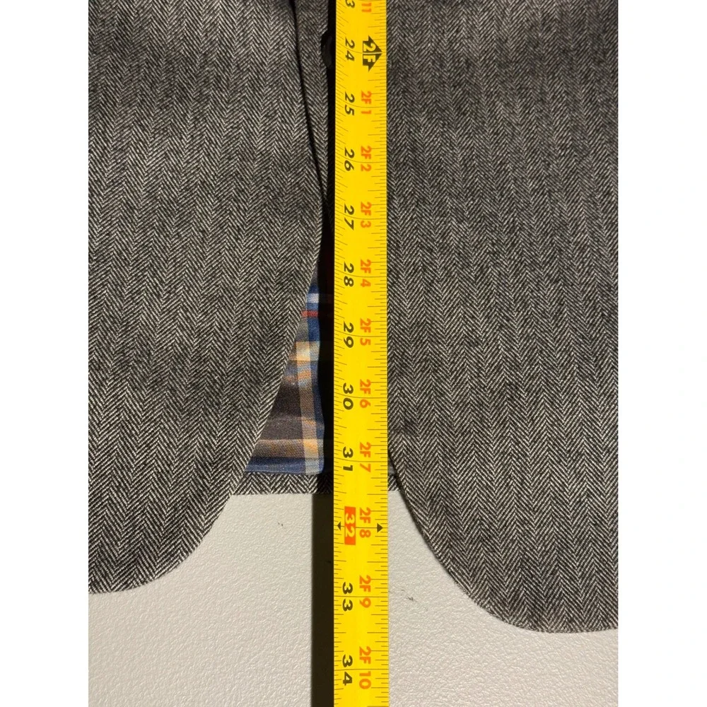 US Polo Assn Mens Grey Herringbone Blazer Elbow Patch Plaid Lining GLE4017J